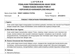 Contoh Komentar Orang Tua Di Raport Tk