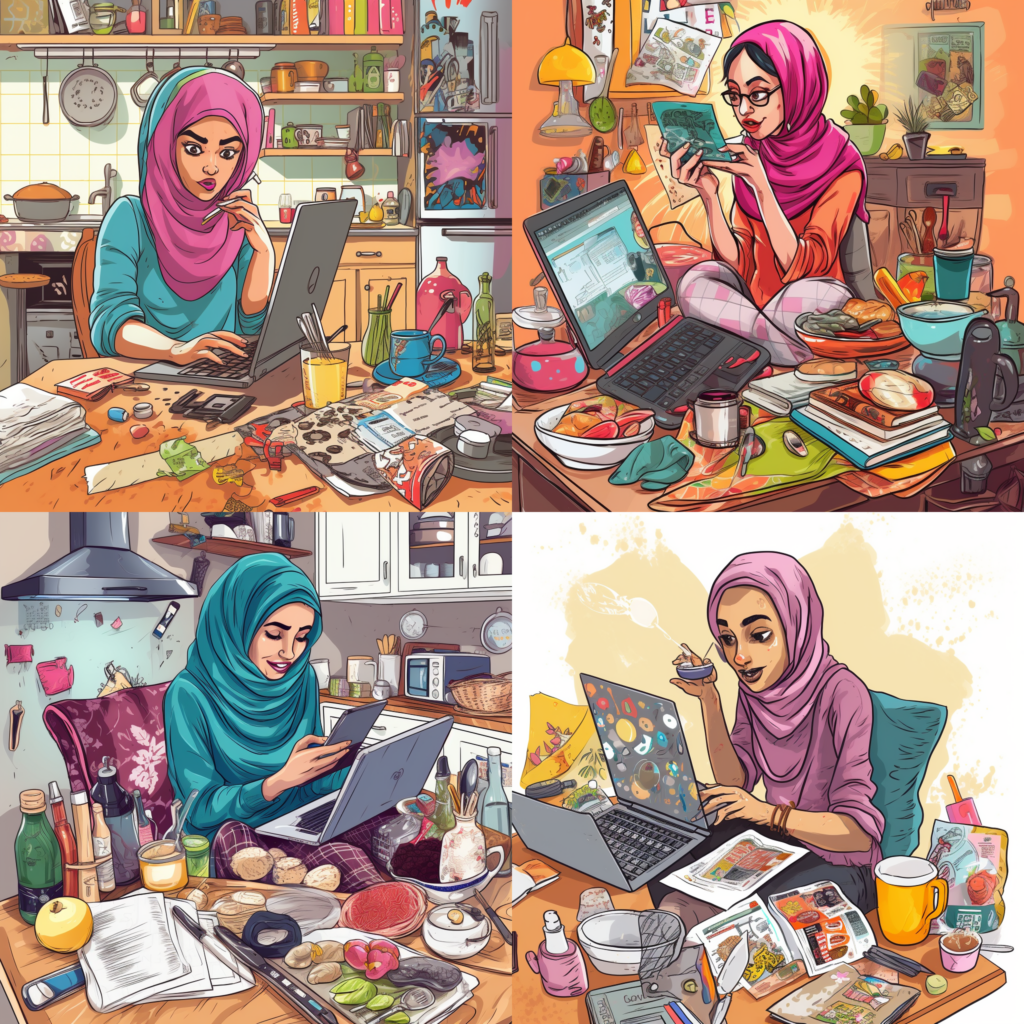 Kartun Hijab Modern dengan Tema Keseharian 2